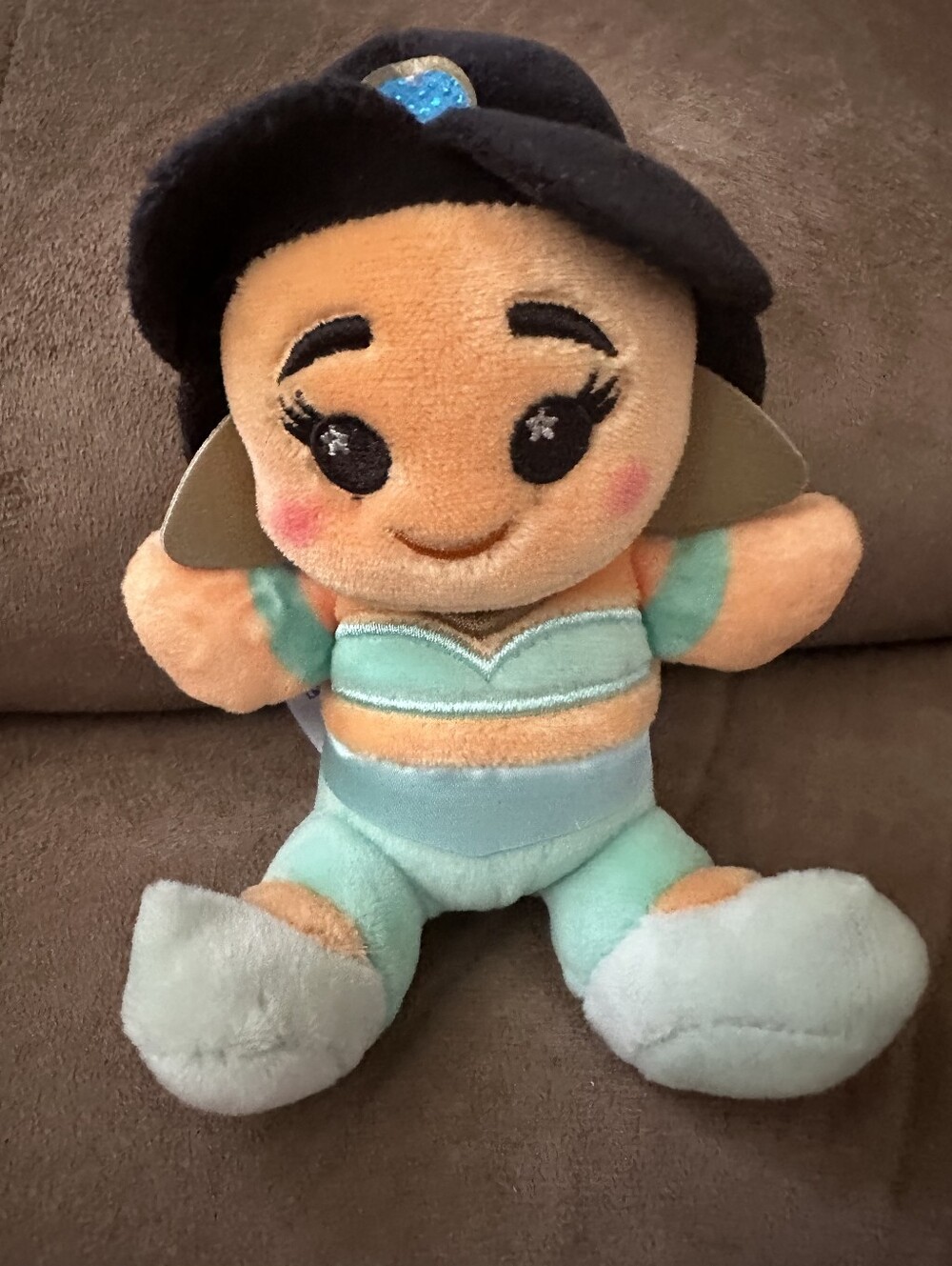 Plush Princess Doll in Aqua and Black - Soft Kids Toy